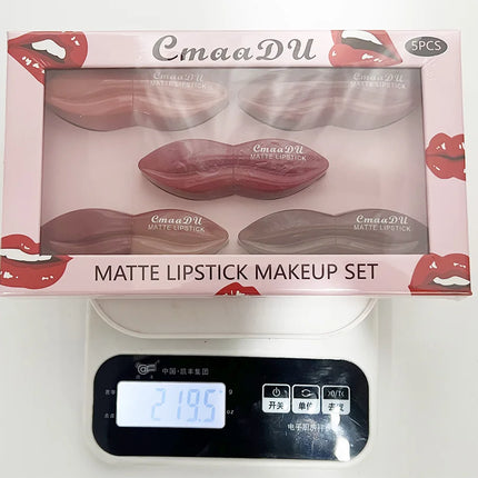 5pcs Matte Lipstick Makeup Set Super Smooth Texture Long Lasting Lipstick Kit High Pigment Sexy Lip Stick with Perfect Gift Box