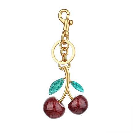 Cherry Charm Handbag Pendant Keychain for Women, Exquisite Internet-Famous Crystal Cherry Bag Accessories High-Grade Pendant