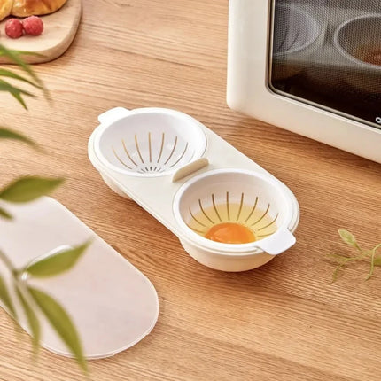 New Creative Egg Poacher Food Grade Pans Double Cup Egg Boiler Steam Microwave Oven Set Kitchen Cooking Tools kitchen tools