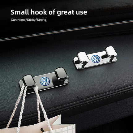 VW Logo Car Interior Accessories Zinc Alloy Storage Hooks For VW GTI Scirocco Polo Passat B5 B6 Golf Tiguan Jetta T-ROC Beetle