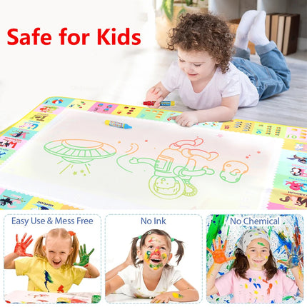 Magic Water Drawing Mat Set Reusable Doodle Painting Board Carpet Montessori Educational Toys for Kids Gifts, Multiple Sizes