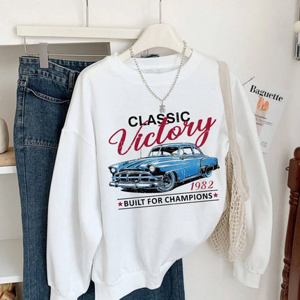 Keep Classic Alive And Car Printing Hoodies Women Autumn Casual Soft Hoodie Fashion Oversize Hoody Versatile Warm Fleece Hooded