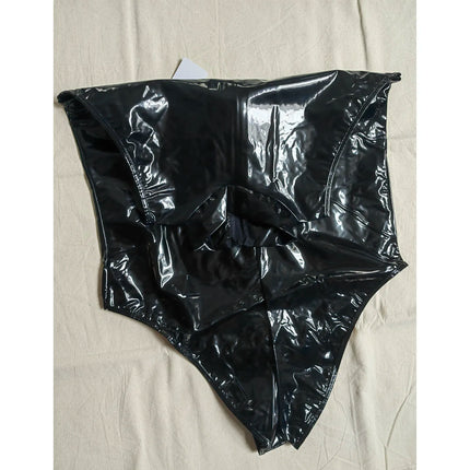 Wet Look PVC Sleeveless Catsuit Shiny PU Leather Tank Bodysuit Tights High Cut Sukumizu Swimsuit Body Teddies Leotard Unitard