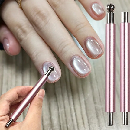 1Pcs Glass Bead Effect Nail Magnetic Stick ﻿Double Head Cat's Eye Magnetic Pen Strong Magnet Steel Ball Detachable Manicure Tool