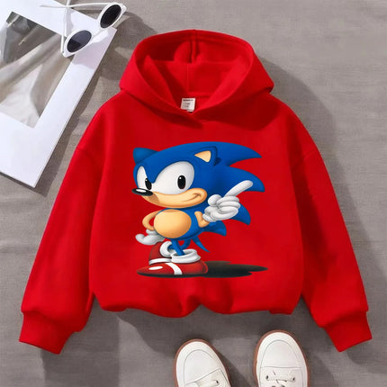 Kids Sonic The Hedgehog Hoodie Boys Girls Golden Super Sonic Print Sweatshirt Long Sleeve Casual Pullover Children's Cartoon