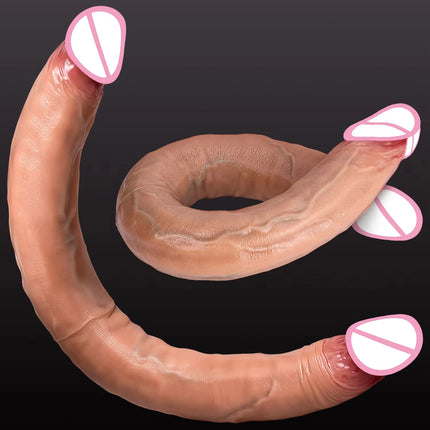 Double headed silicone dildo Designed for lesbian women BDSM Couple sex game Dual insertion of vagina and anus Adult sex toys