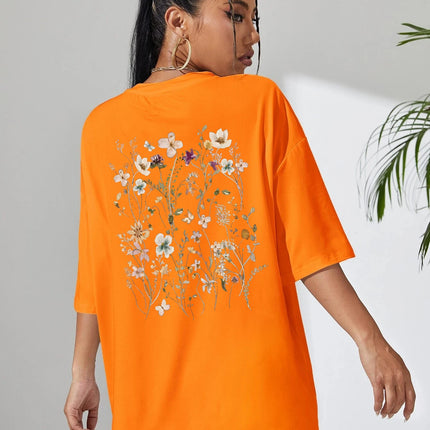 Beautiful flower clusters Print Cotton Women T-Shirts Casual Breathable Soft Short Sleeve Tops Loose Comfortable Street Clothes