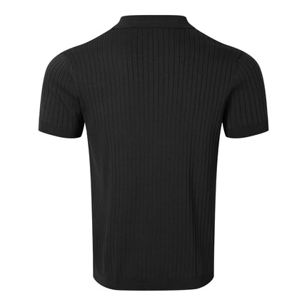 Summer Men's Retro Knitted Lapel Striped Polo Shirt Solid Color Short Sleeve Fashion Light Luxury Popular Knitwear M-3XL