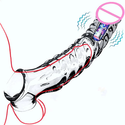 Penis Sleeve Extensions Condom Male Enlargement Delay Vibrators For Men Flexible Glans Penis Enlarger Extender Delay Ejaculation