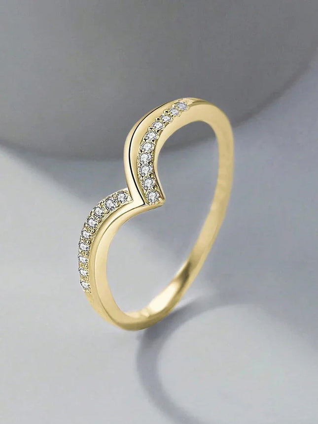 925 Sterling Silver Fashionable Gorgeous V-shaped Zircon Ring For Women Engagement Wedding Luxury High Quality Fine Jewelry
