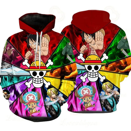 Luffy Men Jackets Streetwear Printed At Night Sweatshirts One P Thicken Fleece Hoodies Homme Winter Clothes Keep Warm Hoodie