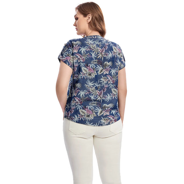 Women Plus Size Woven Spring and Autumn Denim Fashion Shirt
