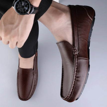 Genuine Leather Men Casual Shoes Luxury Brand Mens Loafers Moccasins Breathable Slip on Italian Driving Shoes Chaussure Homme