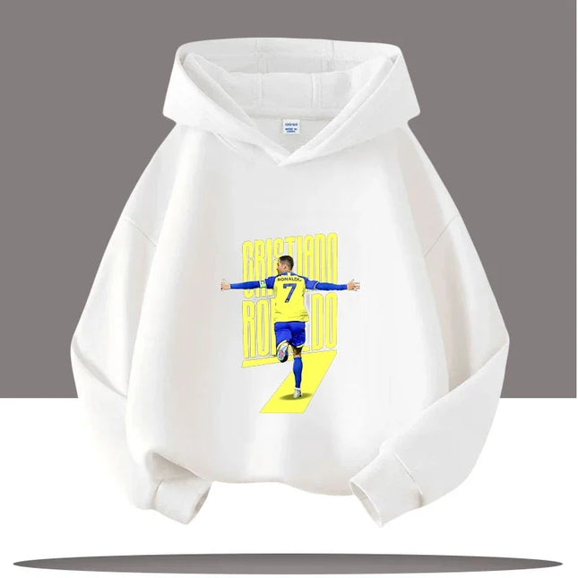 Autumn Cartoon CR7 Ronaldo Print Children's Hoodies Long Sleeve Sweatshirt Boy Football Star Casual Kid Warm Pullover Clothing