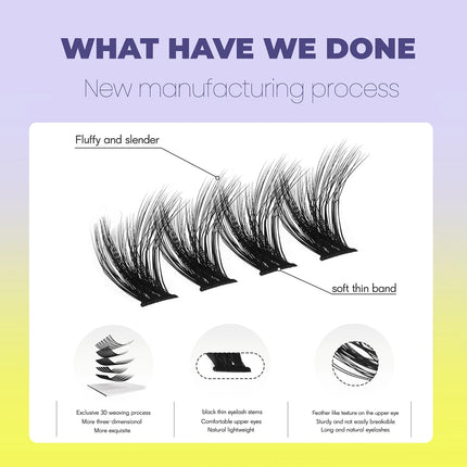 GROINNEYA Lashes Clusters Cat Eyelashes Wispy Individual Lashes Extensions Volume Fluffy Clusters Lashes DIY Eyelashes Makeup