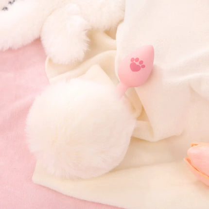 Silicone Fox Tail Anal Plug for Couples Cat Claw Print Role Play Tail Masturbation Sex Toys Adult Women Flirting Games Butt Plug