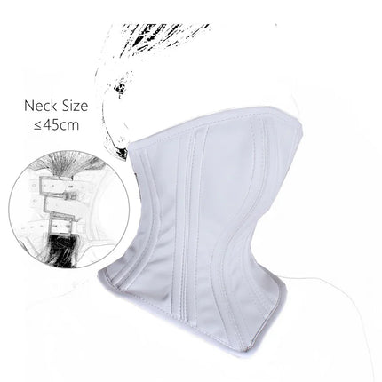 Adult Games Sex Toys of Sexy Wetlook Leather Neck Restraint Collars with Unisex Lockable Half Face Mask for Fetish BDSM Bondage