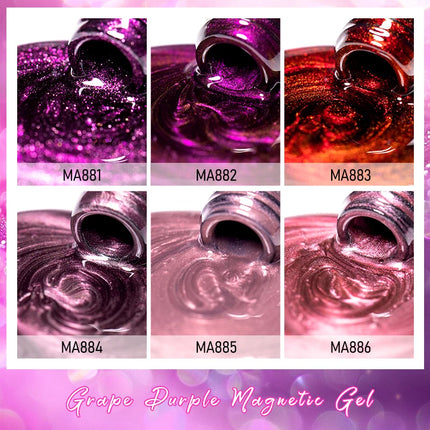 Grape Purple Cat Magnetic Gel Nail Polish Jelly Glass Beads Effect Magnetic Semi Permanent Soak Off UV Gel Varnish Nail Supplies