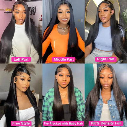 Bone Straight Hd Lace Frontal Wig 13x6 Lace Front Wig Human Hair 30 40 Inch Transparent Lace Pre Plucked Wigs 13x4 HD Lace Wig