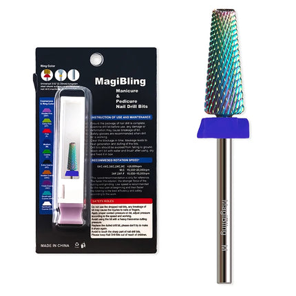MagiBling Super Cut 5 In 1 Tapered Barrel Carbide Nail Drill Bits Right handed Cuticle Hard Gel Removal Professional bits 3/32"