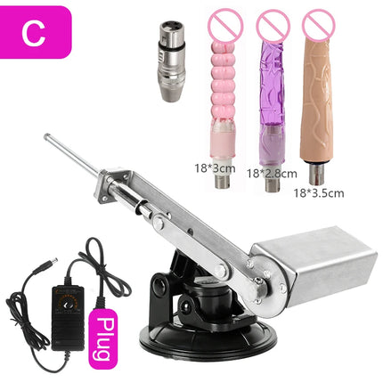 45mm Stroke Telescopic Sex Machine with Dildo 100V-240V Female 3XLR Masturbation Sexual Kits Mini Reciprocating Linear Actuator