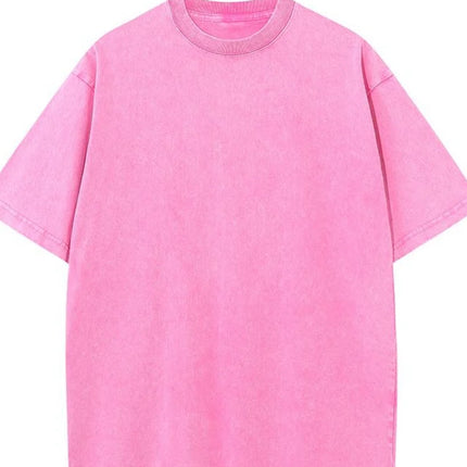Summer men's washed T-shirt 230G pure cotton retro faded loose neutral basic short-sleeved loose fitness top
