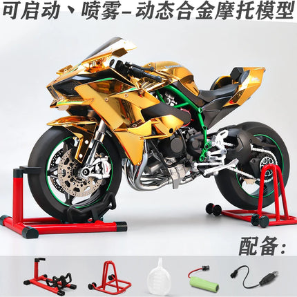 Spray 1:6 Kavvasaki Racing Ninja 500 H2R Motorcycle Simulation Sound Light   Fast And Furious Kid Gift Collection  value Display