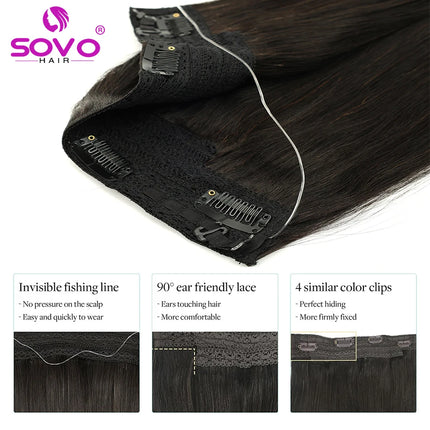 Halo Hair Extensions 100% Human Hair 14-28 Inch Hidden Wire Clip In Hair Ombre Brown Color Human Remy Fish Line Hair Extension