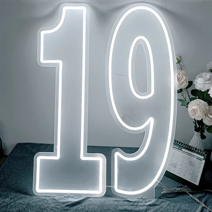 Extra-Large LED Neon Numbers Sign 76cm/100cm Stand up & Wall Mounted for Birthday Wedding Celebration Party Decor