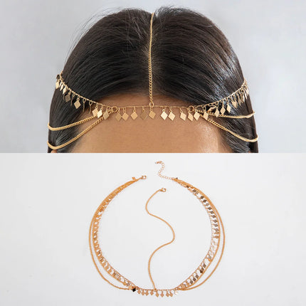 Bohemia Headband Shell Crystal Hair Accessory Chain Jewelry Women Metal Head Chain Headpiece For Party