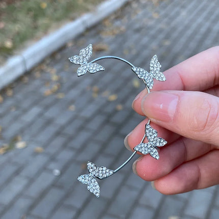 Korean Style Butterfly Ear Clips Without Piercing For Women Sparkling Zircon Ear Cuff Clip Earrings Wedding Party Jewelry Gifts