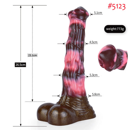 FAAK Colorful Silicone Ribbed Fantasy Horse Knot Dildo with Suction Cup Anal Sex Toys Soft Girthy Huge Fake Penis for Women