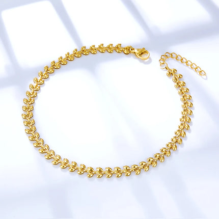 LUXUSTEEL Fashion Stainless Steel Anklets For Women Girls Boho Golden Color Leaf Arrow Ankle Bracelet Ocean Beach Foot Jewelry