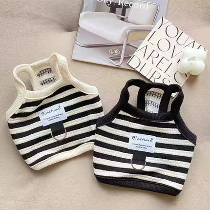 Striped Small Dog Vest Bichon Frise Comfortable Summer Puppy Clothes Dog Halter Vest Cute Cat Clothes with D Ring