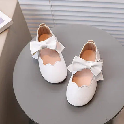 Girls Mary Jane Shoes Children Solid Color Bow Round-toe Bow 2024 New Kids Fashion Soft Moccasin Shoes Baby First Walker Shoes
