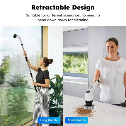 Multifunctional Handheld Electric Spin Scrubber Cleaning Brush with Telescopic Function Bathroom Floor and Kitchen Cleaning Tool
