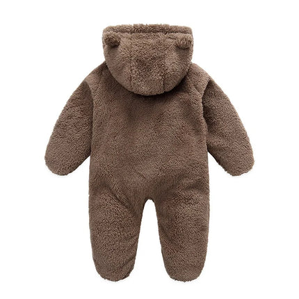Pudcoco Infant Baby Jumpsuit Long Sleeve Hooded Zipper Closure Winter Romper Clothes for Boys Girls 0-12M