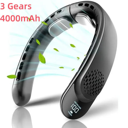 New Quad-Core USB Neck Fan Turbine Vaneless Design Easy Simple Control Carry for Outdoor Portable Portable Summer Gift Wearable