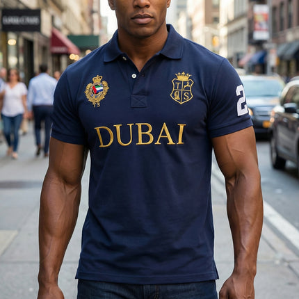 Men's Polo Shirt UAE Dubai Short Royal Casual Sport Party High-End Cotton Embroidery Luxury Contrast Color Original Design