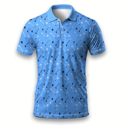 2026 Summer New Style Men's Short-Sleeved Polo Shirt With 3D Golf Pattern Print Street Casual Fashion Comfortable And Soft