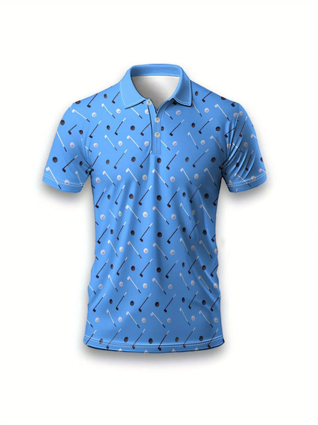 2026 Summer New Style Men's Short-Sleeved Polo Shirt With 3D Golf Pattern Print Street Casual Fashion Comfortable And Soft