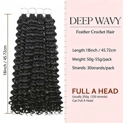 Feather Crochet Hair Pre-Separated 18Inch Synthetic Deep Wave Crochet Hair Miracle Knots Crochet Hair Extensions for Black Women