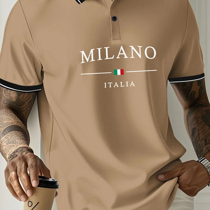 The new men's POLO shirt for summer 2025 features a casual, fashionable, comfortable, and breathable design with a 3D letter pattern print.