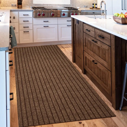 Non-slip door mat, solid color striped kitchen carpet floor mat, easy to clean suitable for hallway, kitchen, bathroom