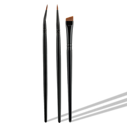 3pcs Eye Makeup Brush Ultra Fine Eyeliner Brush Set, Including Straight, Angled, Bent Tip, Suitable For Makeup