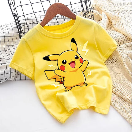 2026 Summer Pokemon Jigglypuff Print T-Shirt, 100% Cotton Loose Family Matching Tee for Travel Game & Sports Y2k