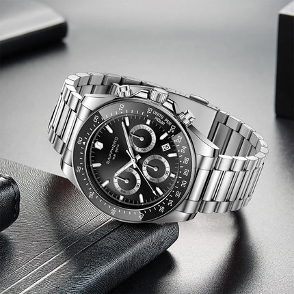 SAPPHERO Fashionable Men's Watch Date Display 5ATM Waterproof Watch Stainless Steel Watch Strap Men's Gift Watch For Men