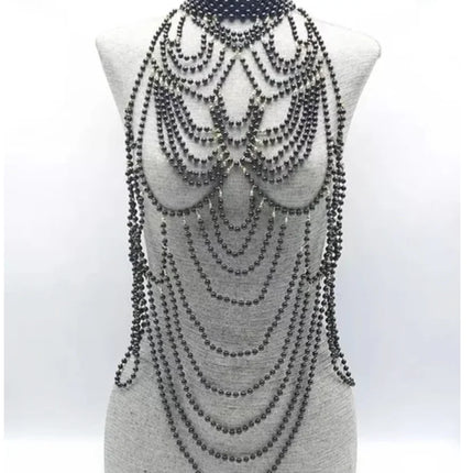 Sexy Accessories Women Bikini Pearl Chest chain Body Chain Jewelry Totally Hand-made Bra Fringed For Beach Nightclub Waist Chain
