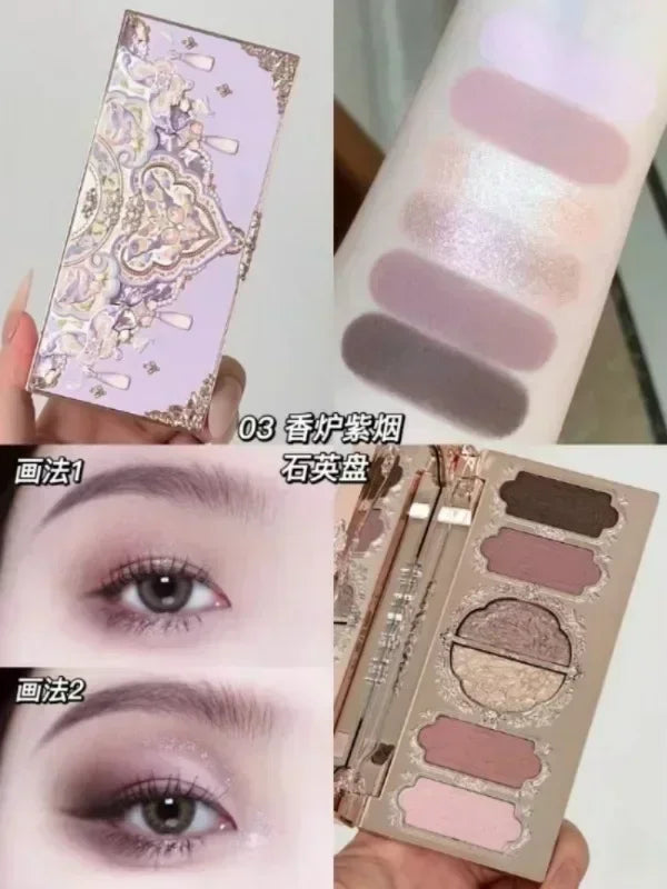 Flower Knows Butterfly Cloud Collar Collection Makeup 6Colors Eyeshadow Matte Fine Shimmer Pearl Glitter Eye Face Palette