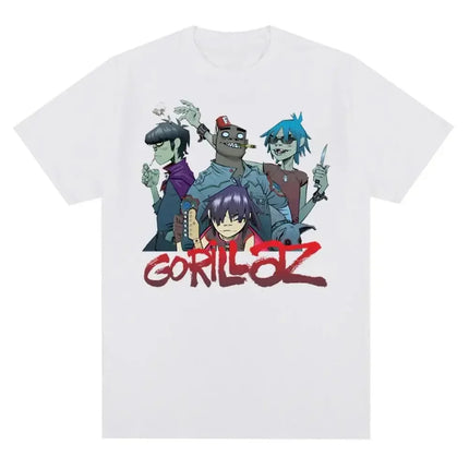 Music Band Gorillazs Punk Rock Print T Shirt 90s Casual Fashion Short Sleeve Plus Size T Shirt Unisex